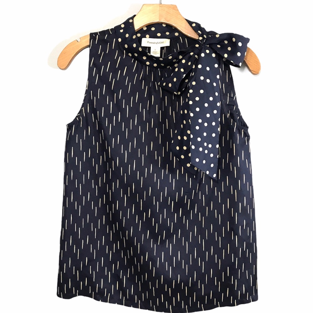 Anthro Portrait of a Girl Sleeveless Silk Blouse